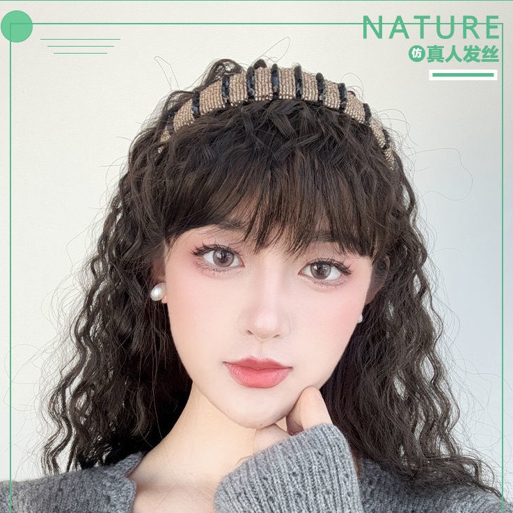 Perruca de cabello de mujer, banda de cabello integral para cubrir la parte superior del cabello blanco, aumento de cabello, trenzas de cabello real, frente, pestañas.