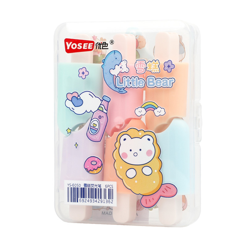 YS6050 helado de dibujos animados multi-color marcador de suministros escolares para estudiantes con pegatinas de bricolaje de regalo