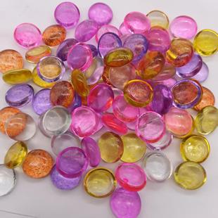 Colorful Glass Stones, Colored Glass Rain Flower Stones for Children's Archaeological Plaster, Flat Beads, Glass Flat Beads