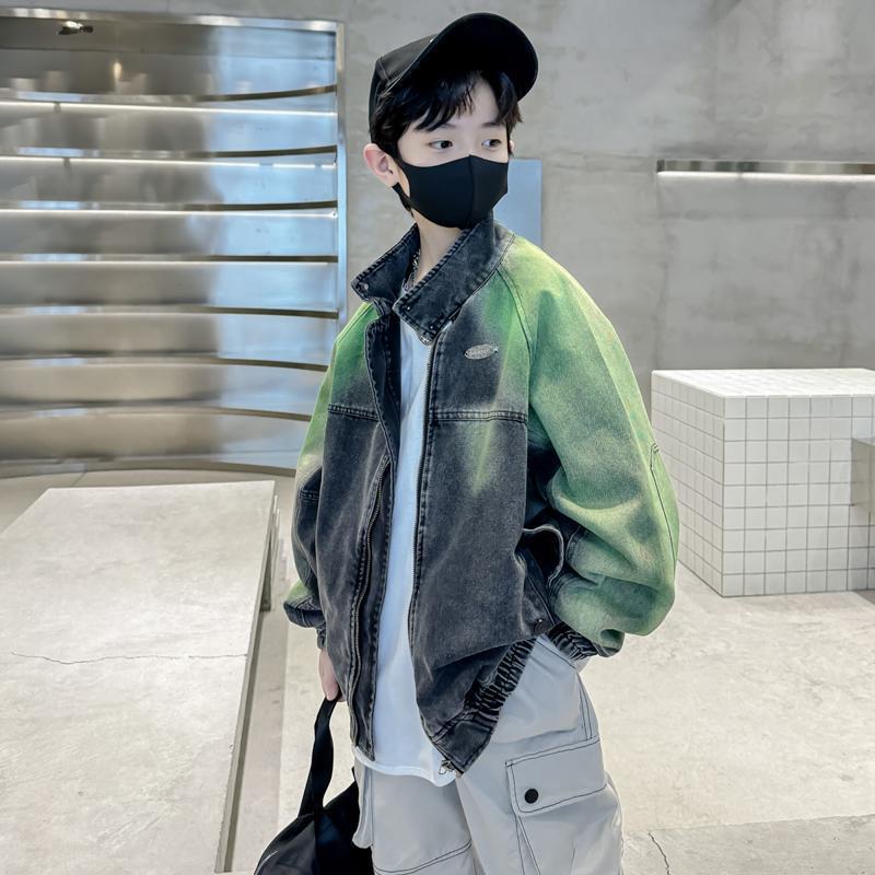 (2개) 어린이 소년의 봄 데님 코트 2024 새로운 봄 소년의 봄 가을 옷 유행