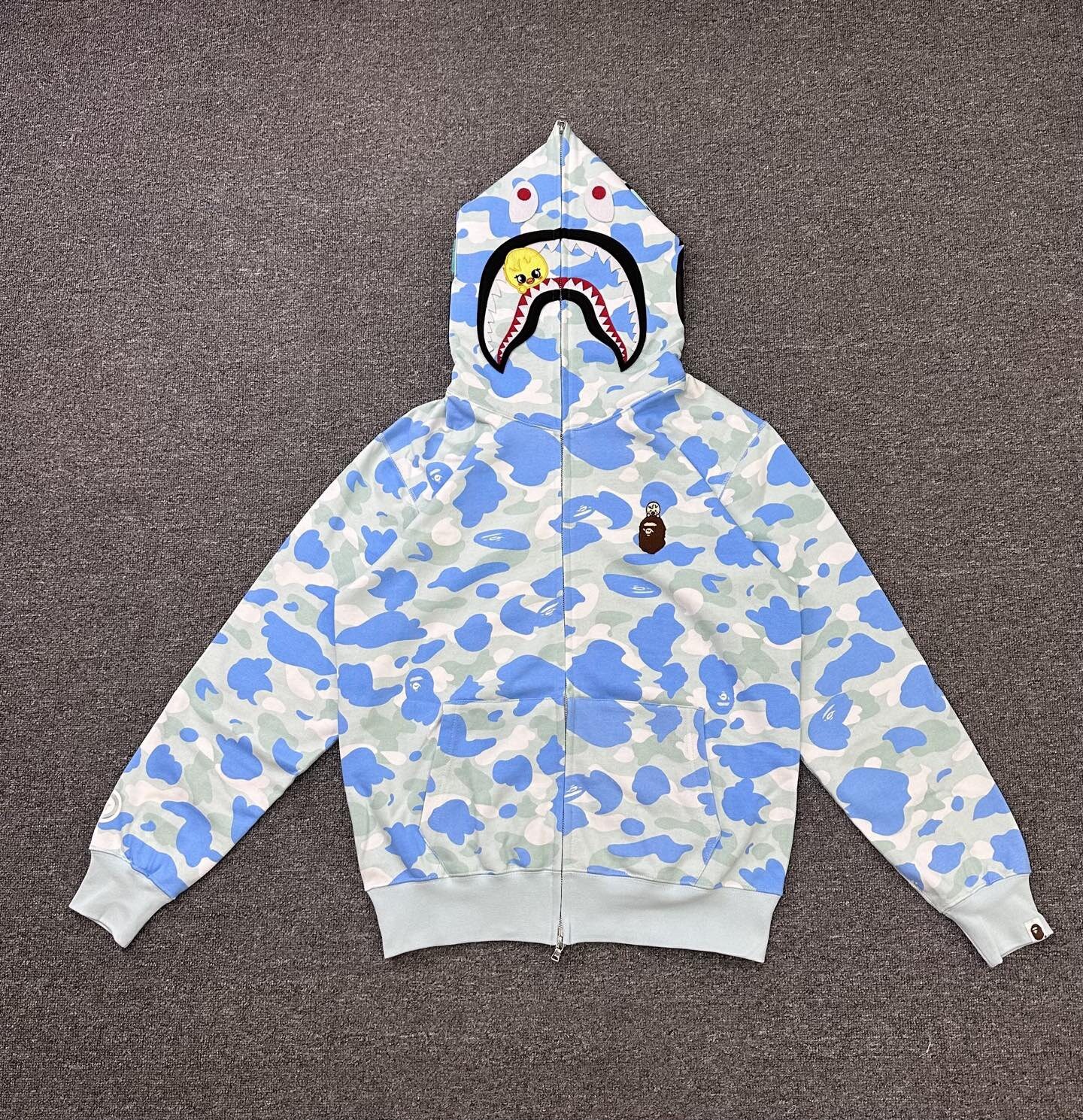BAPE Shark Full Zip Hoodie Camo Blue