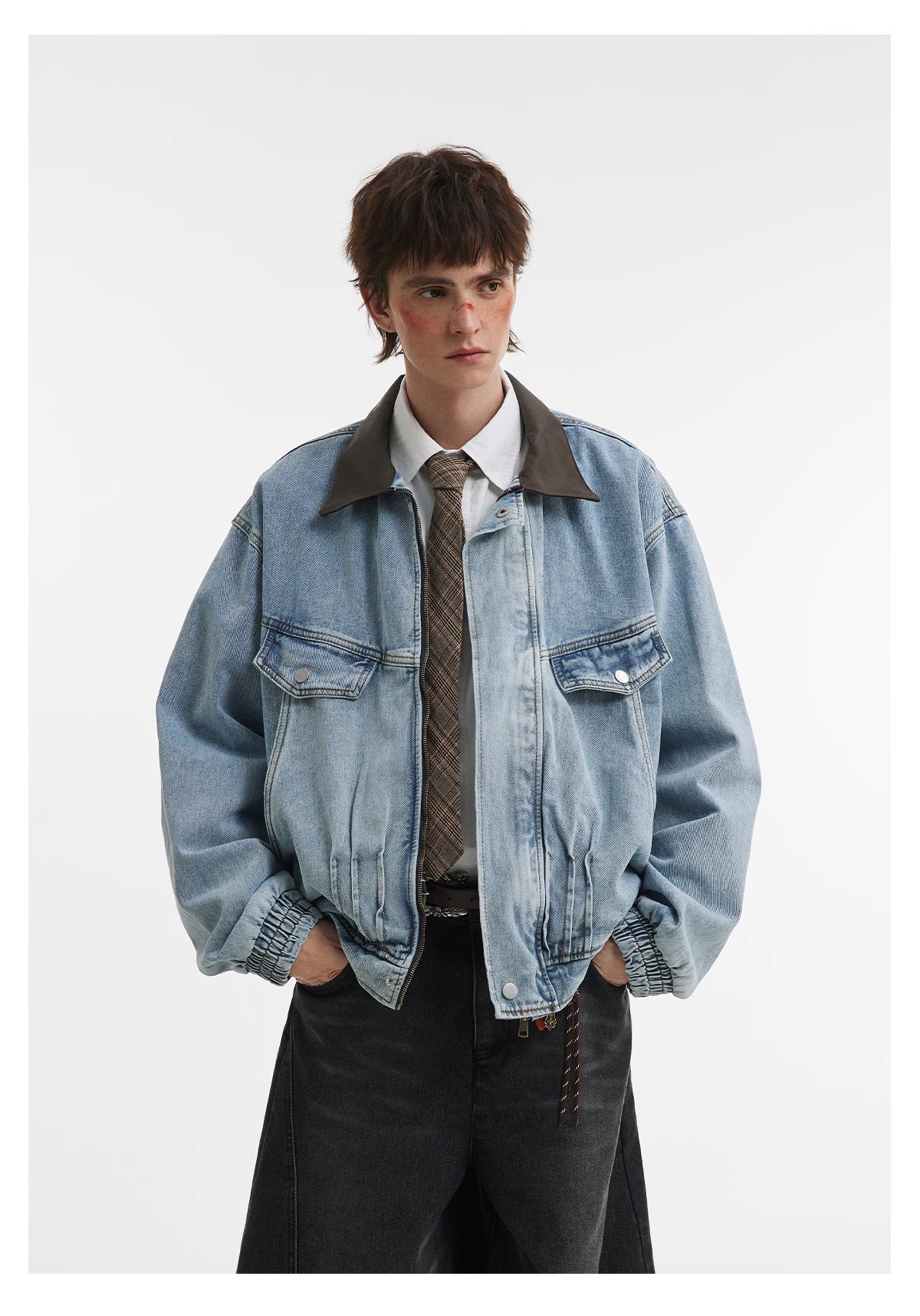 Retro Denim Jacket Men Nostalgic Silhouette Washed Street Style_voghion.com