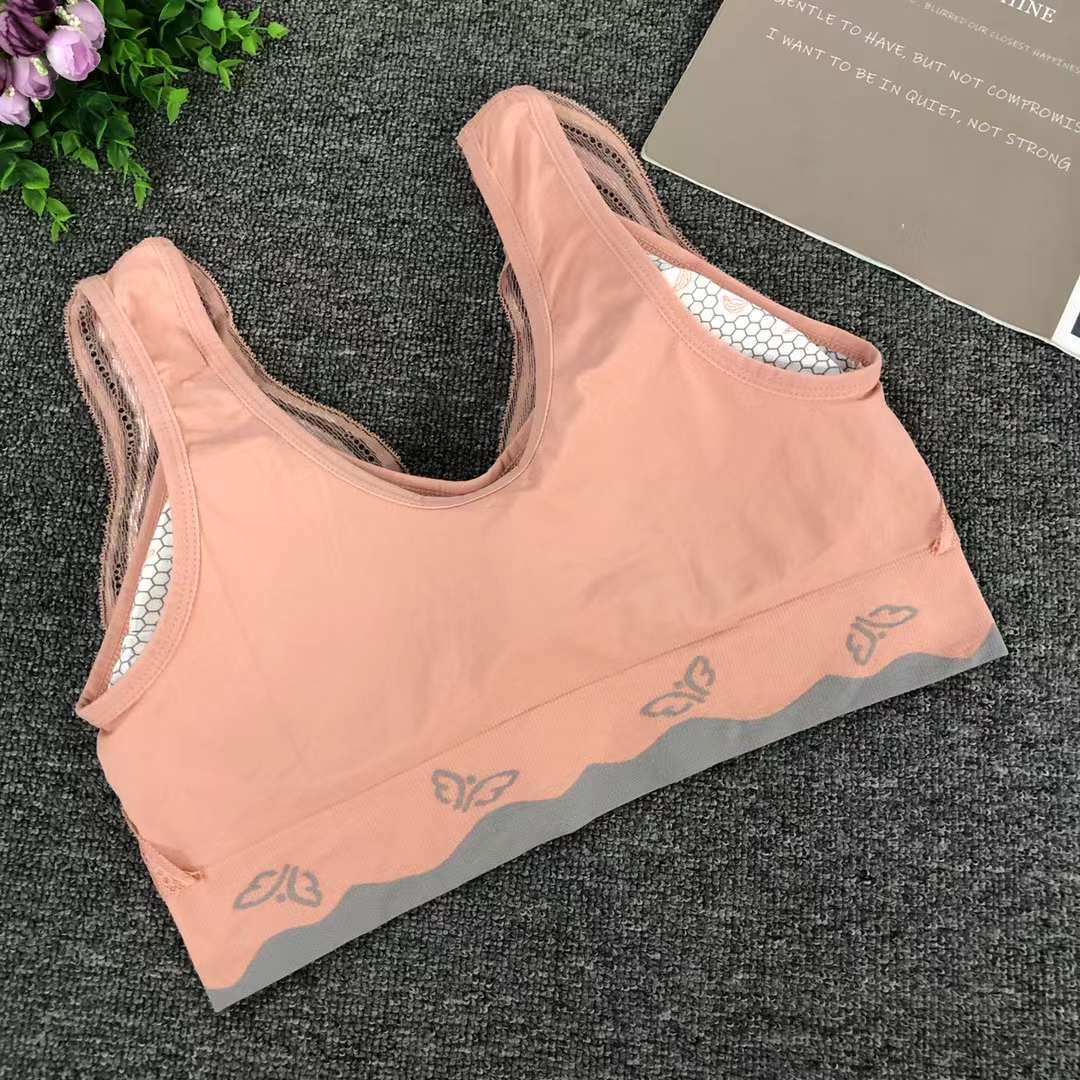 Nuevo chaleco sin costura de alta elasticidad fija copa de mujer chaleco sin anillo de acero sujetador de encaje ropa interior deportiva mujer al por mayor