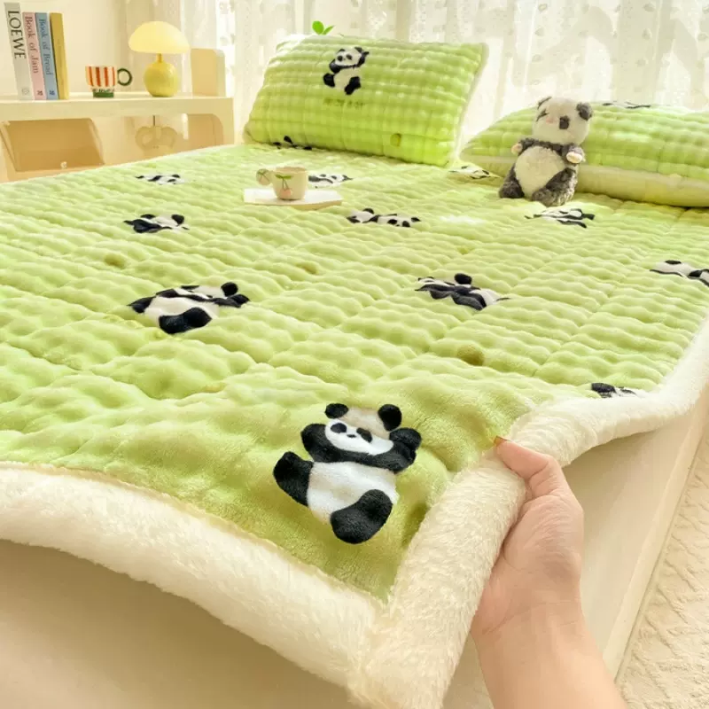 2025新款泡泡绒兔毛绒床垫学生床褥垫珊瑚绒保暖床护垫榻榻米床垫