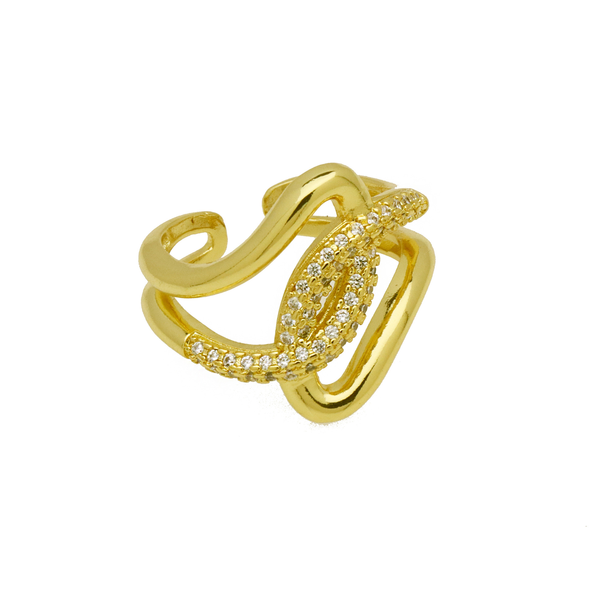 Joyería Al Por Mayor Exagerado Geométrico Cobre Circón Metal Mixto Embutido Anillos Abiertos display picture 7