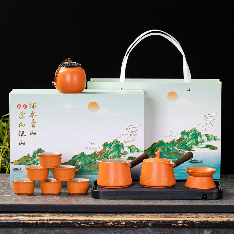 플레이트와 오렌지 사이드 팟 디럭스 세트