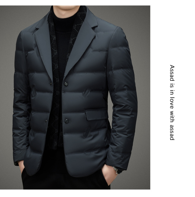 Men's Clothing Fashionable Simple Suit Scarf Collar Down Jacket Men's Autumn and Winter Trendy Warm Down Jacket Suit Style Down Jacket_voghion.com