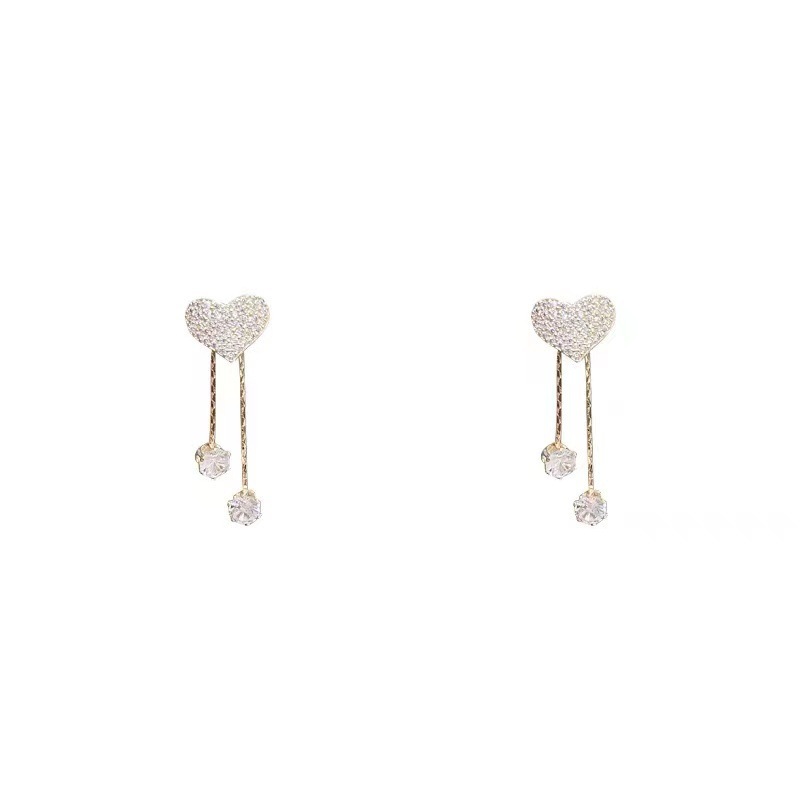 Orecchini pendenti a cuore con nappine e diamanti in argento_voghion.com