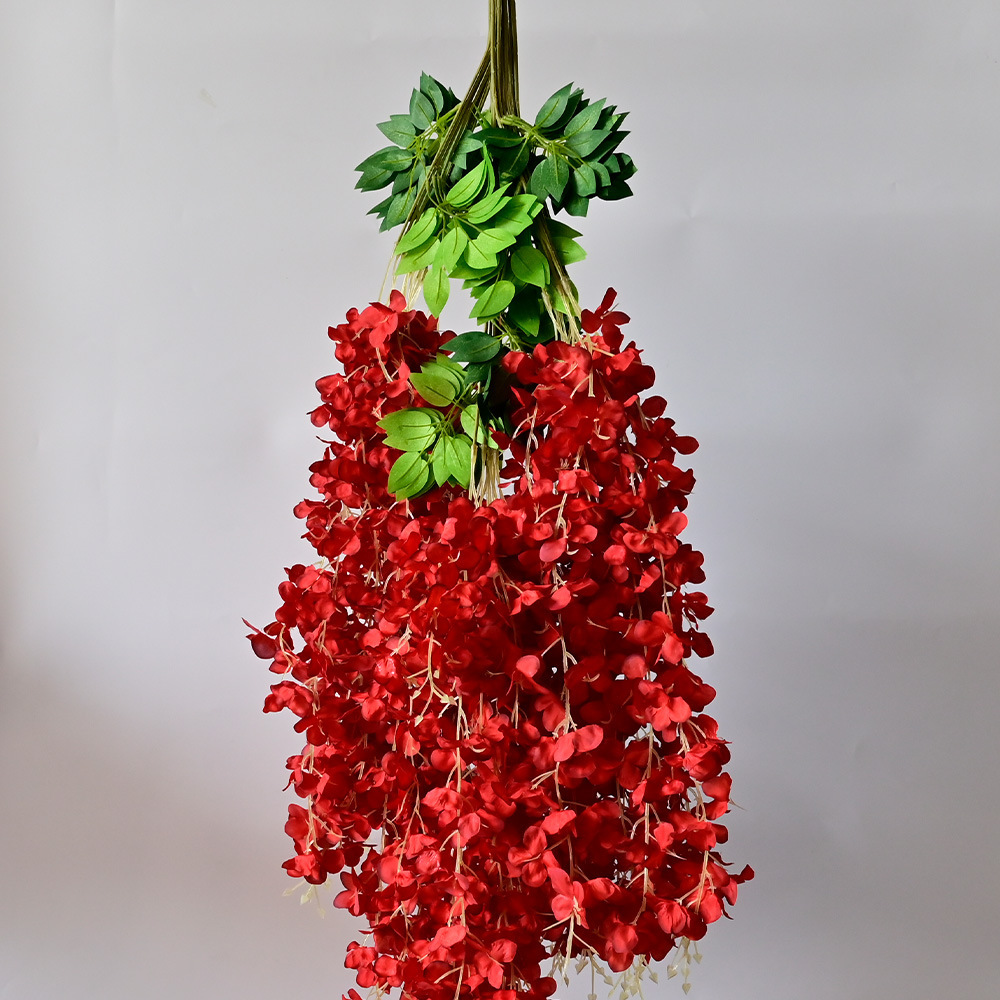 Simulación flor de glicina de 6 hojas flor falsa flor de techo violeta flor de boda de glicina decoración de flores de ratán decoración de flores vid