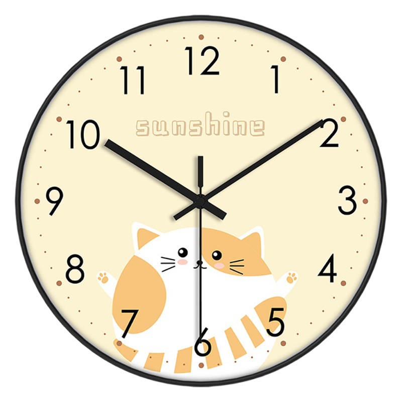 Fábrica personalizada al por mayor de dibujos animados para niños reloj creativo reloj de pared simple sala de estar dormitorio pared ponche-colgante de pelo libre