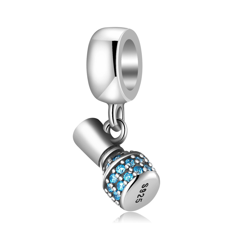 S925 Sterling Silver Nail Polish Cosmetics Pendant with Blue Zircon DIY Bracelet Beads European and American Fashion Jewelry Accessories S925 Sterling Silver Nail Polish Cosmetics Pendant with Blue Zircon DIY Bracelet Beads European and American Fashion Jewelry Accessories