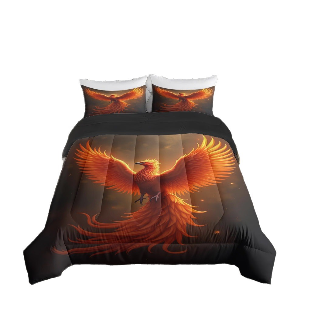 TEMU / JIT nuevo producto Phoenix HD impresión digital 180gms edredón almohada conjunto de ropa de cama