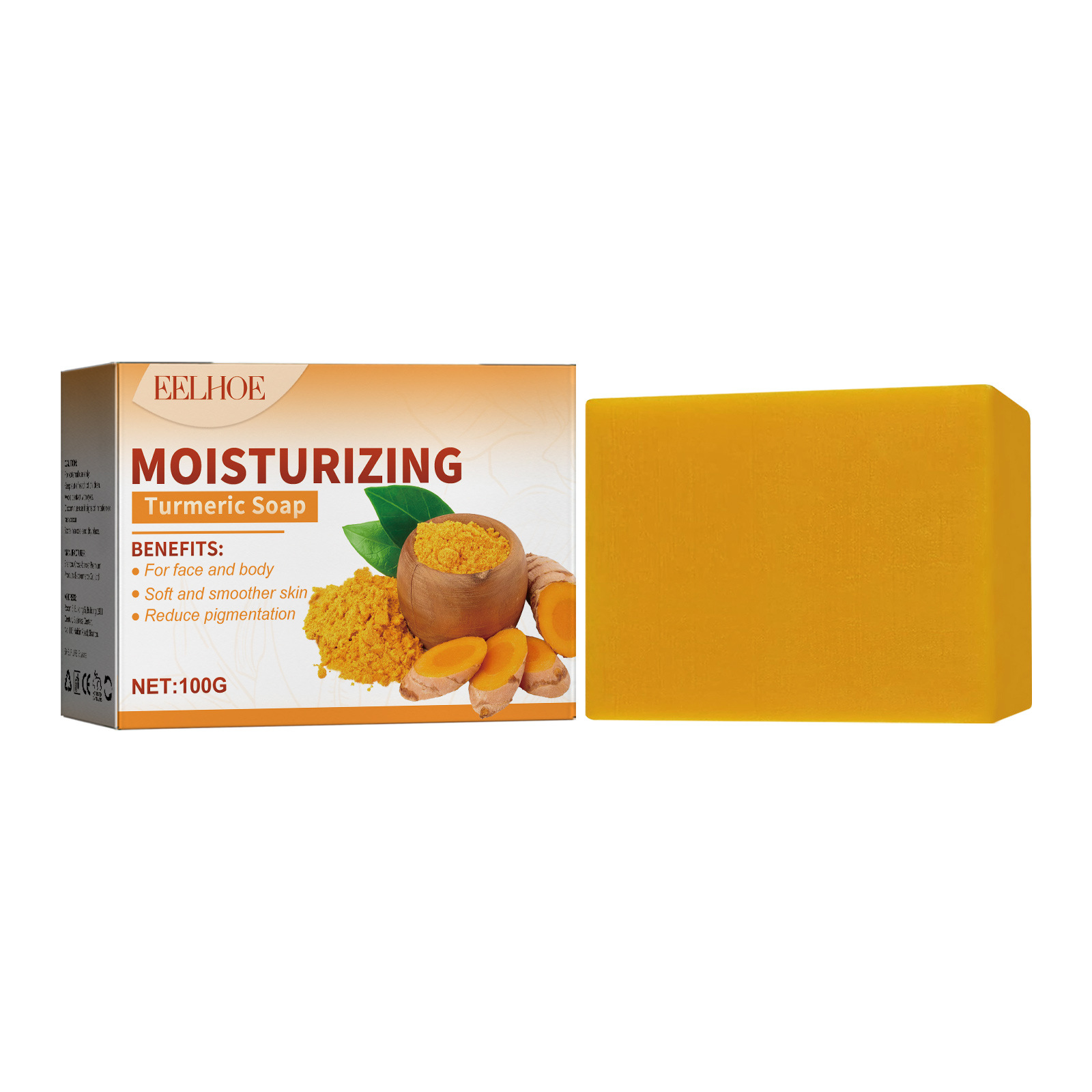 EELHOE Turmeric Whitening Skin Soap Cleans and beautifies the private parts of elbows and knees, brightens skin, moisturizes and whitens_voghion.com