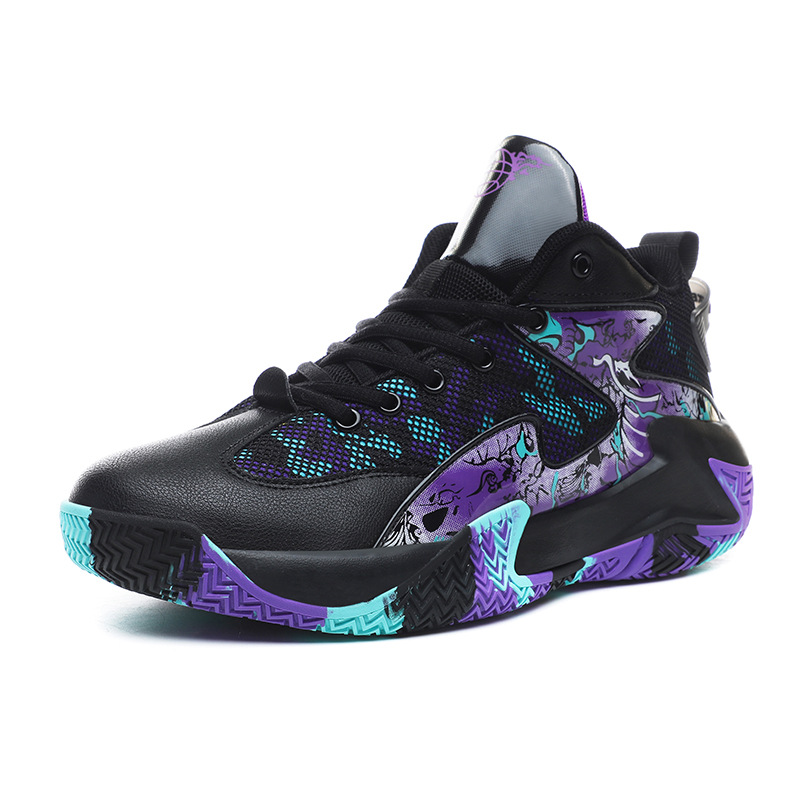 Zapatos de baloncesto transfronterizos zapatos de pareja de goma graffiti de moda nacional Transpirable de alta calidad cómodo Street Fighter plataforma de baloncesto zapatos para correr hombres image 8