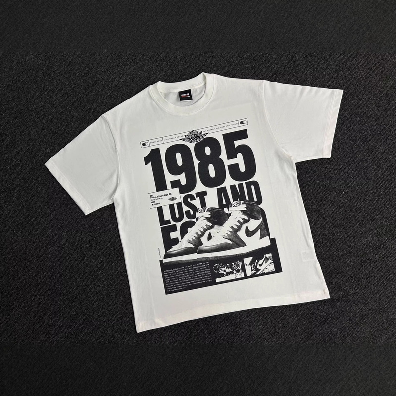 New Heavyweight Vintage-Style Loose High-Street Printed Trendy Cotton Short-Sleeve T-Shirt, Casual and Versatile