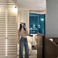 高版本~美式复古做旧牛仔裤女高腰显瘦阔腿裤直筒裤拖地长裤子潮