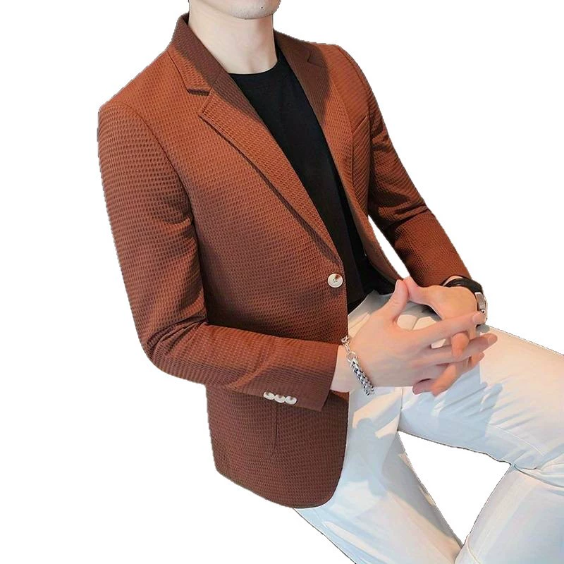 Мужской модный трендовый костюм дизайна, slim fit, тренд сезона