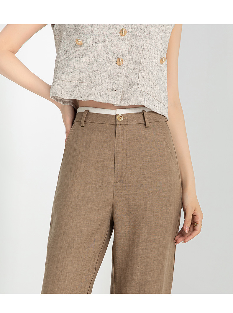 Quần harem nữ ống rộng vải lanh Tencel mỏng mùa hè, tôn dáng, chín tấc — Hoa Anh Đào chi tiết 24