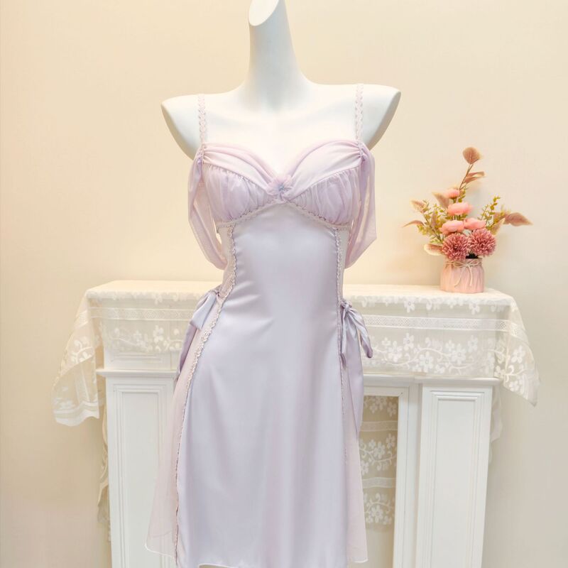 Spring and Summer New Style Imitation Silk Suspender Nightgown with Backless Design, High-End Feel, with Chest Pads, Sexy Nightgown, Home Wear Spring and Summer New Style Imitation Silk Suspender Nightgown with Backless Design, High-End Feel, with Chest Pads, Sexy Nightgown, Home Wear