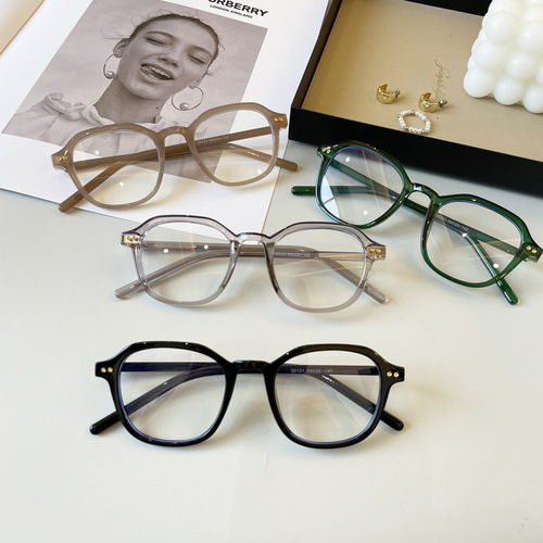 Korean version of ins milk tea frame fashion Xiaohongshu Suzy's same oval plain mirror with myopia glasses