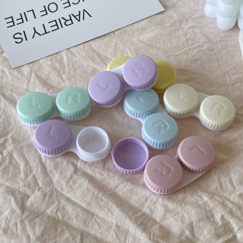 ins contact lens case cream color simple double box color contact lens storage box single double box can choose the color as009