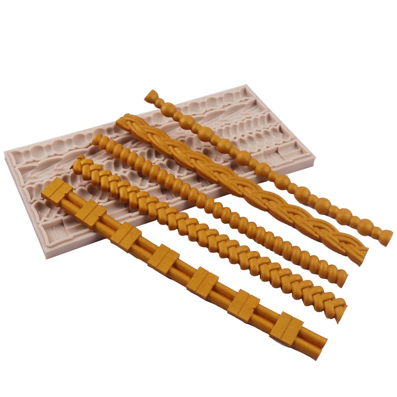 En relieve molde de silicona fondant perla tejida bolsa de cadena de silicona molde pastel decoración pastel molde