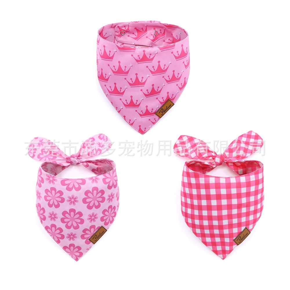 Экспорт новых декоративных треугольных нагрудников для домашних животных в розовом цвете Барби с принтом, универсальные принадлежности для кошек и собак.