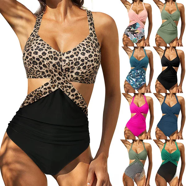 In-Stock Women's Swimwear New Style European and American Sexy Foreign Trade One-Piece Plus Size Amazon Aliexpress Conservative Cross-Border Swimwear for Women