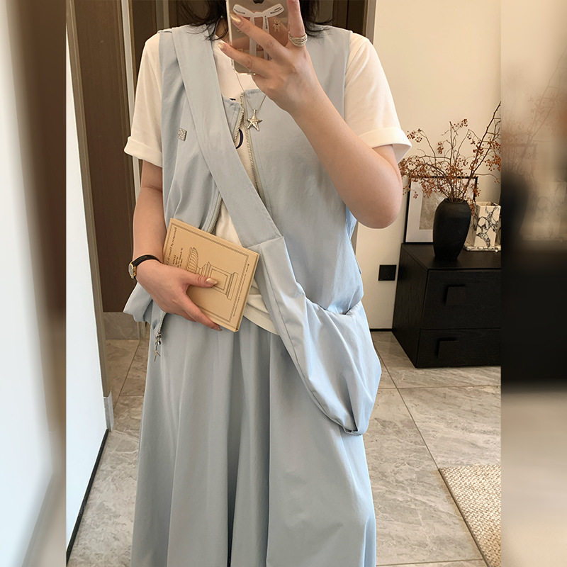 双天2026夏季大码女装新款拉链马甲+花苞半裙+斜挎包+T恤93309336