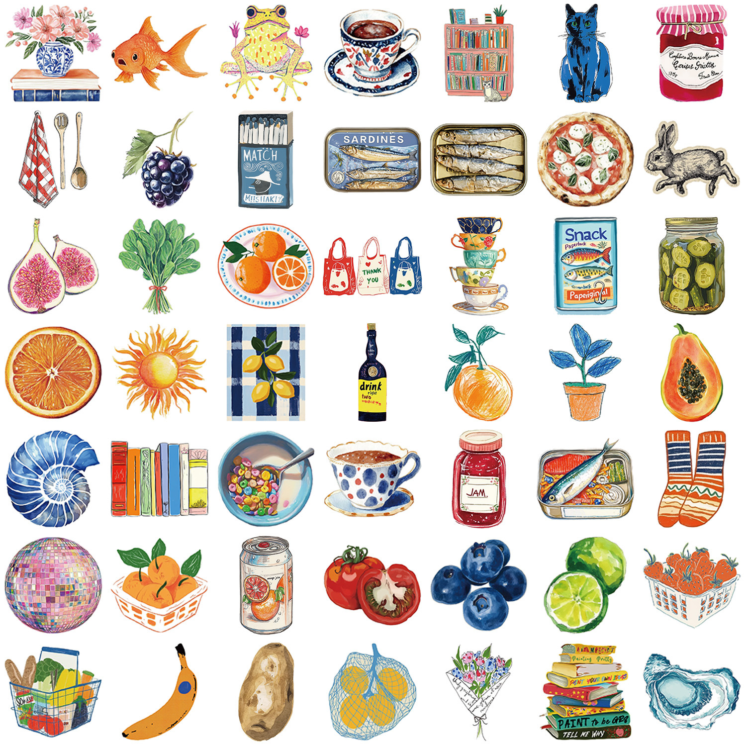 48g Weight Stickers Stationery Type 1 Set Quantity School, Graduation Occasion PVC self-adhesive Material Cartoon, Fruit Pattern Cute Style 1 Set Cartoon Fruit School Graduation PVC Self-adhesive Cute Stickers 1