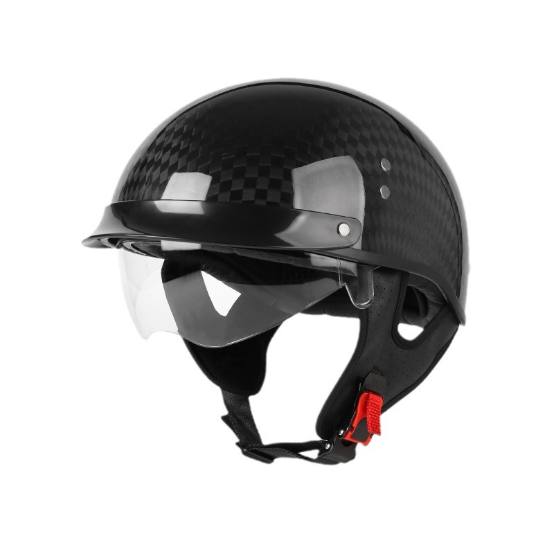 [En Existencia] Casco de Motocicleta de Fibra de Carbono con Certificación 3C, Casco de Seguridad para Motocicleta Universal para Todas las Estaciones, Estilo Retro Medio