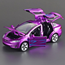 1:32仿真特斯modelX模型合金車模開門聲光拉回力兒童玩具跨境批發
