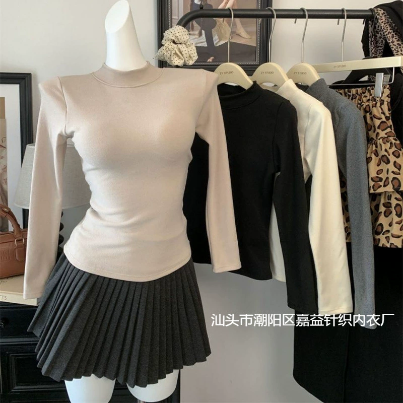 Derong мягкий и восковой продвинутый полувысокий воротник тонкая рубашка с воротником