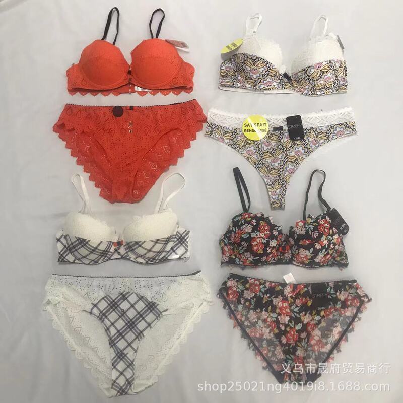 Europe and the United States single strict selection of bra suit clearance processing lace with steel ring thin bra underwear bra set