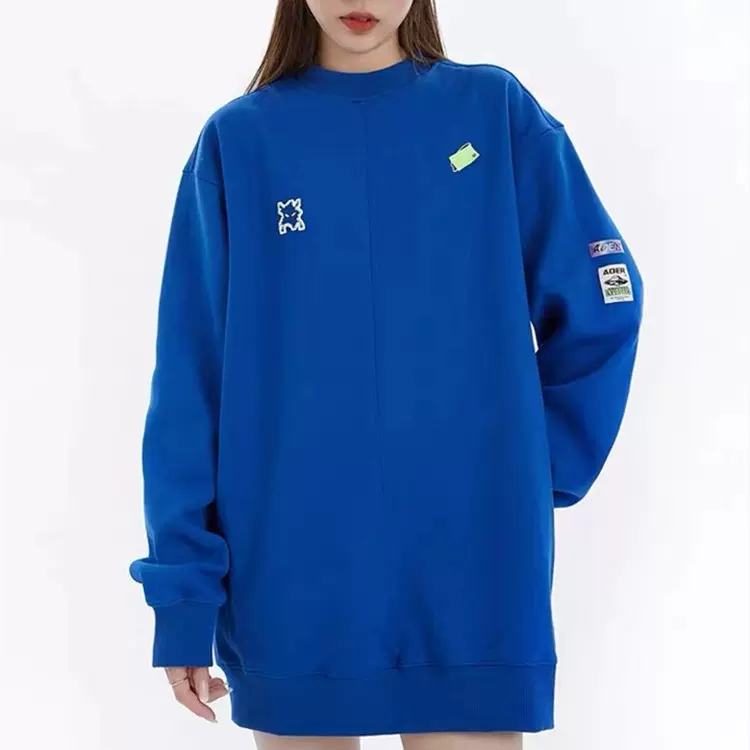 现货短袖韩国ader秋季新款病毒刺绣小怪兽卫衣徽章情侣套头长袖