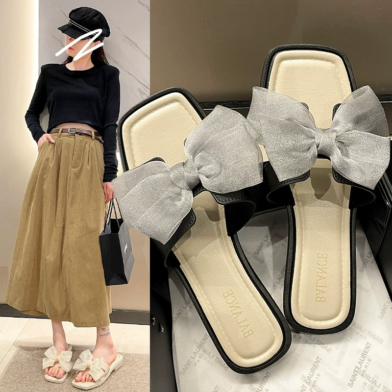 3CM туфли с бантом сандалии для женщин носить модные женские тапочки на улице