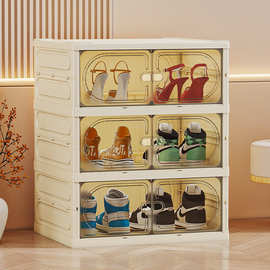 跨境鞋柜收纳柜一体透明鞋子收纳神器家用门口塑料鞋架鞋盒收纳盒