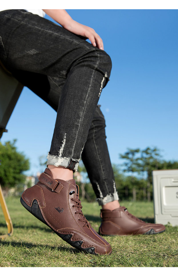 Bốt Martin nam cổ cao dáng ngắn, mũi tròn, đế bằng, phong cách thường ngày — C8008 màu kaki, C8008 màu xám, C8008 màu đen, F8008 Màu xanh lá cây chi tiết 27