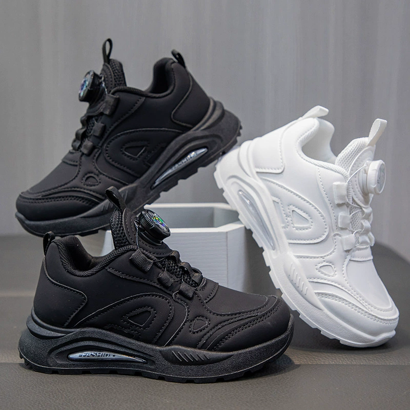 2024 осень новая детская обувь оптом мальчик сплошной цвет спортивная обувь для девочек с пряжкой высокого качества маленькая белая обувь