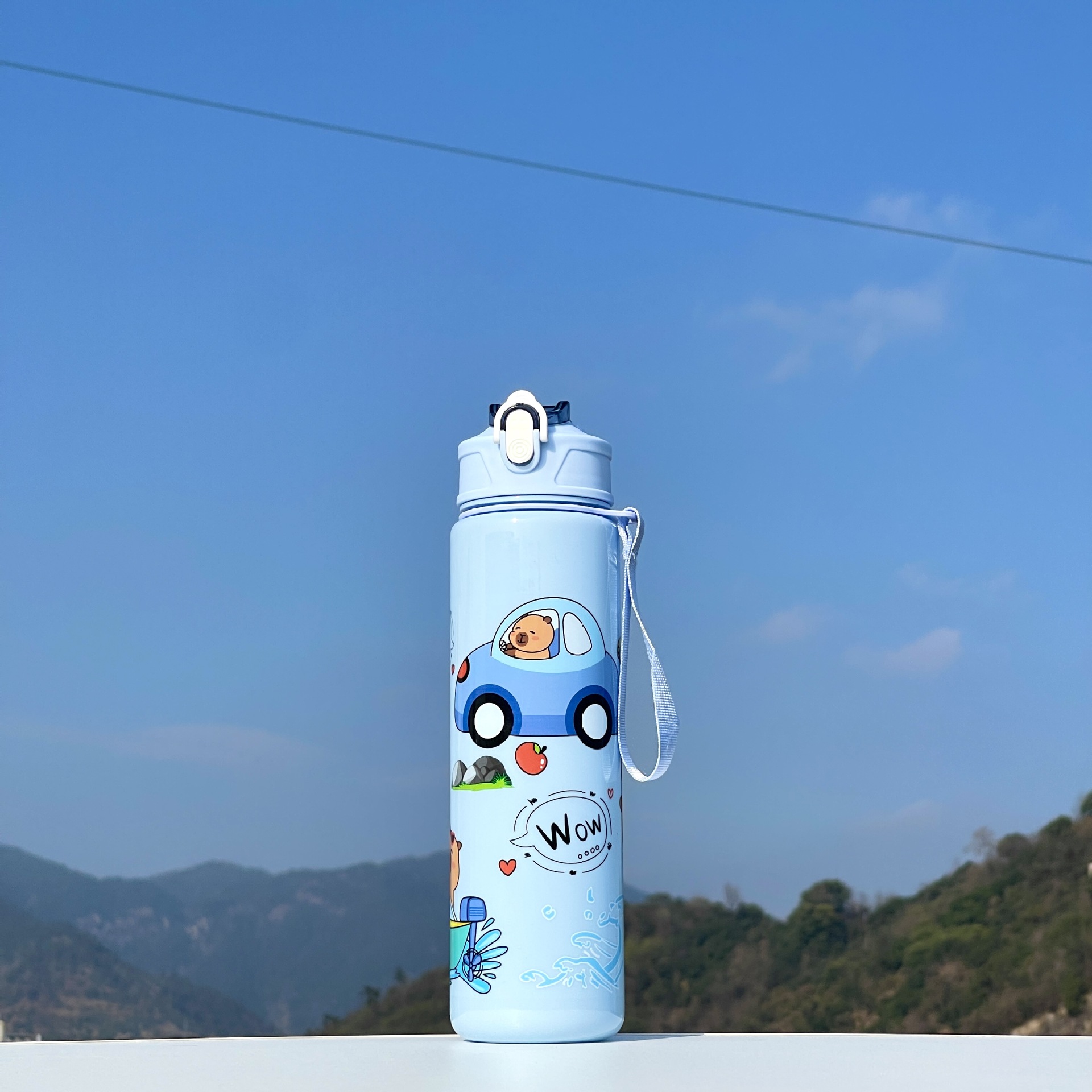 Taza de paja Kapi Barakatong con cierre Taza de mano Taza de plástico para deportes y fitness Taza de agua espacial para hombres y mujeres