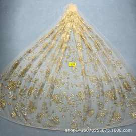 新款LC3818款花型10Y起订单套色婚纱礼服托底面料 网纱洒金片台版