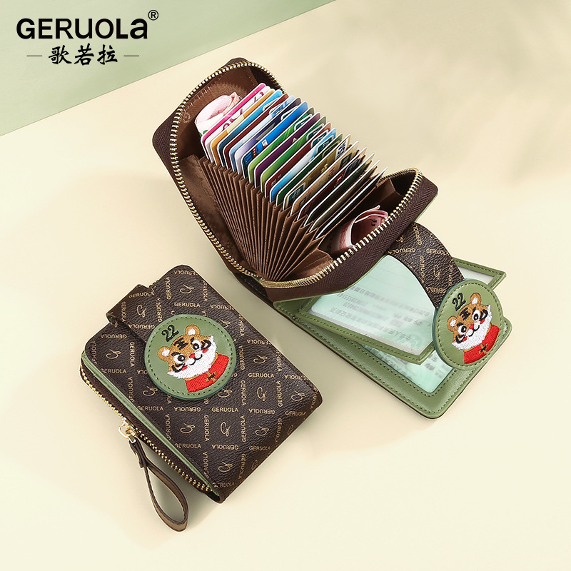 Factory direct sales 2023 cash card bag document bag card bag driver's license female ultra-thin anti-theft brush leather case with multiple card slots