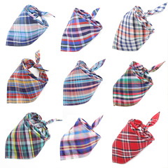 2024 Scottish style thin triangle towel baby saliva towel summer lace-up infant plaid triangle towel
