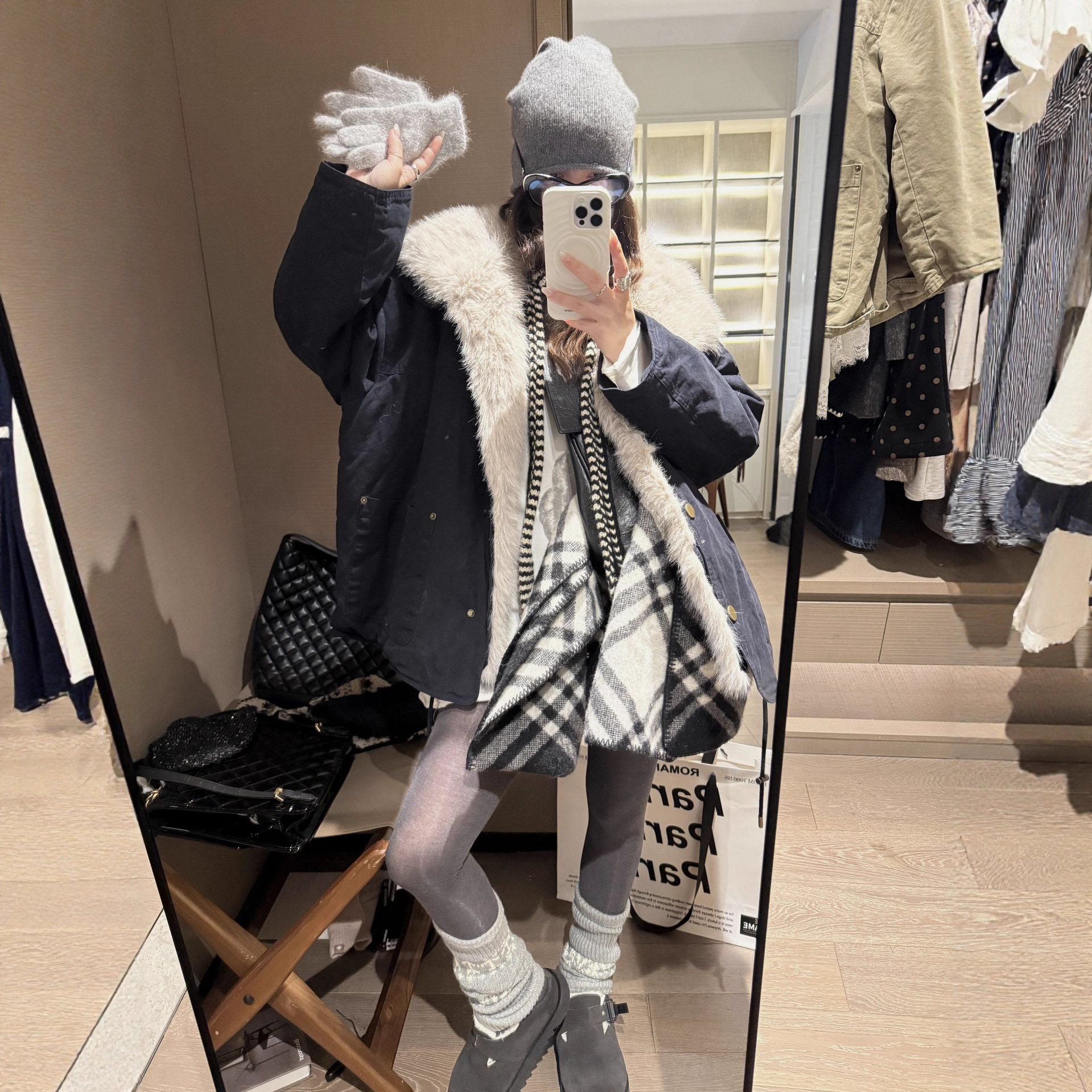 慵懒休闲风毛毛派克服加厚保暖棉服女冬韩系宽松环保皮草大外套