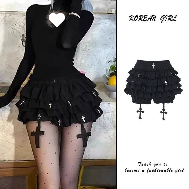 Y2K Spicy Girl Black Cross-Shaped Cake Tutu Skirt for Women, Autumn Y2K Punk Style Multi-Layered Short Skirt Pants Y2K Spicy Girl Black Cross-Shaped Cake Tutu Skirt for Women, Autumn Y2K Punk Style Multi-Layered Short Skirt Pants