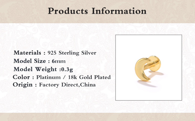 Star, Moon, Lightning Pattern 1 Piece Ear Cartilage Rings & Studs Fashion Star Moon Lightning 925 Sterling Silver Inlay Zircon