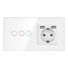 157 touch single circle white three open + USB socket