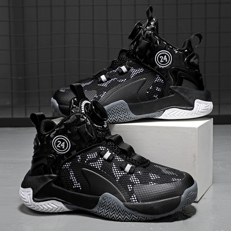 Niños 2025 niños botones giratorios zapatos deportivos de primavera y otoño estudiantes zapatos para correr otoño nuevos zapatos de baloncesto