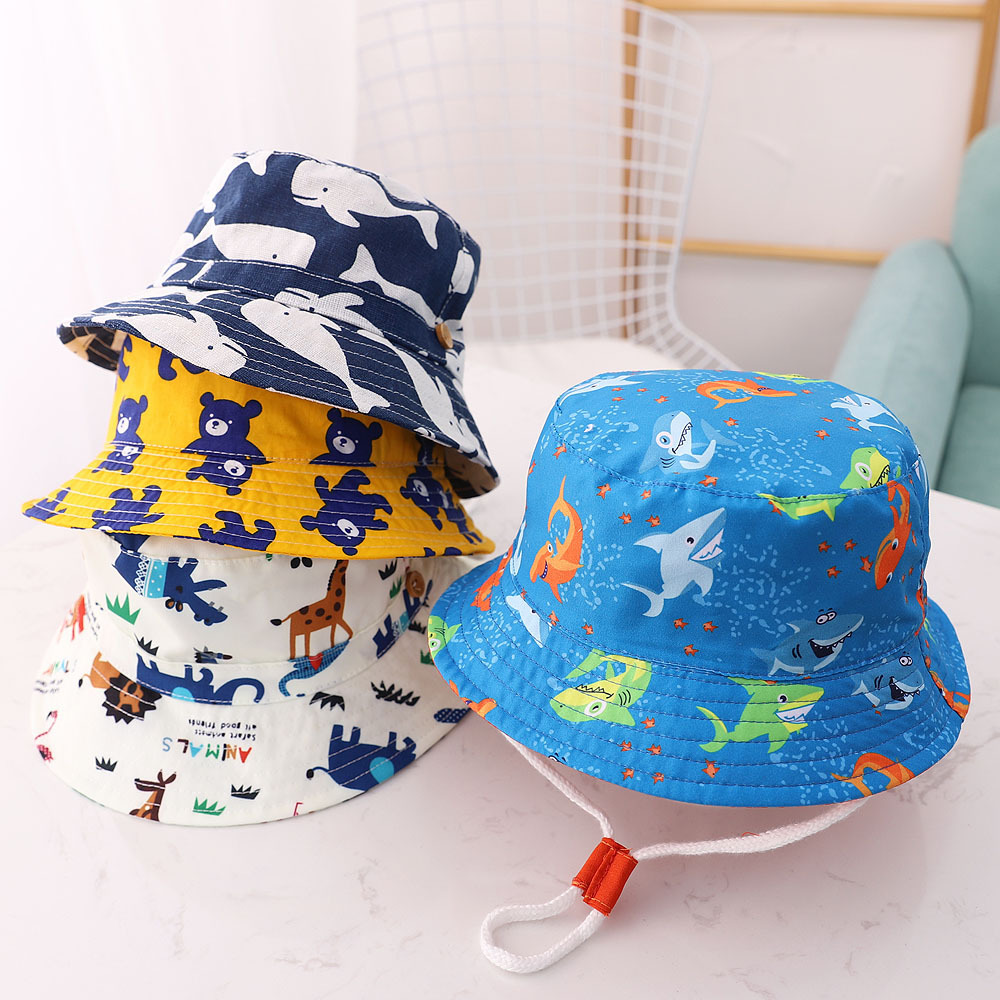 Unisex Cotton Baby Bucket Hat Spring Summer Animal Pattern_voghion.com