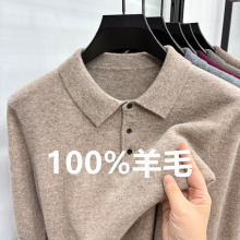 跨境外贸高端男士羊毛衫纯羊毛加厚冬季翻领休闲商务爸爸毛衣男